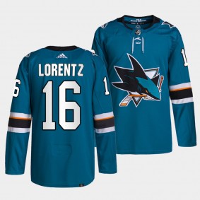San Jose Sharks Primegreen Authentic Steven Lorentz #16 Teal Jersey Home