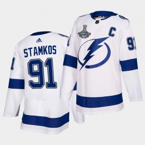 2021 Stanley Cup Champions Tampa Bay Lightning Steven Stamkos White Authentic Away 91 Jersey