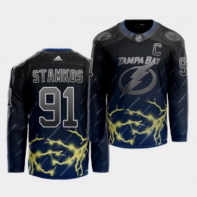 Lightning #91 Steven Stamkos 2021 City Concept Thunderstorm Jersey Black