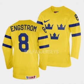 Adam Engstrom 2023 IIHF World Junior Championship Sweden #8 Yellow Home Jersey Men