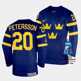 Andre Petersson 2023 IIHF World Championship Sweden #20 Navy Away Jersey Men