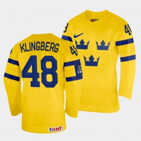 Carl Klingberg 2022 IIHF World Championship Sweden Hockey #48 Yellow Jersey Home