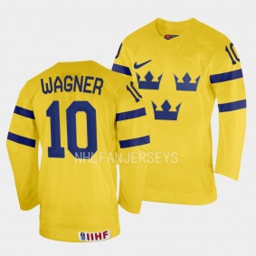 Fabian Wagner 2023 IIHF World Junior Championship Sweden #10 Yellow Home Jersey Men