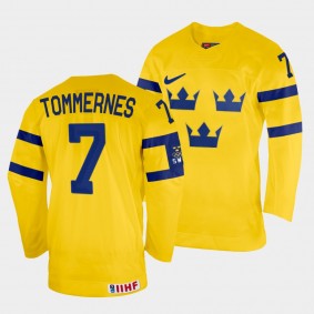 Henrik Tommernes 2022 IIHF World Championship Sweden Hockey #7 Yellow Jersey Home