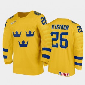 Joel Nystrom Sweden Hockey Gold Home Jersey 2022 IIHF World Junior Championship