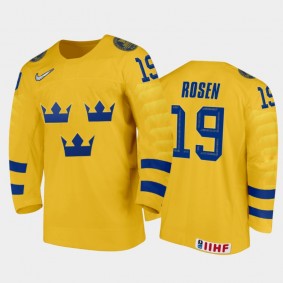 Men's Sweden 2021 IIHF U18 World Championship Isak Rosen #19 Home Gold Jersey
