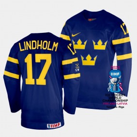 Par Lindholm 2023 IIHF World Championship Sweden #17 Navy Away Jersey Men