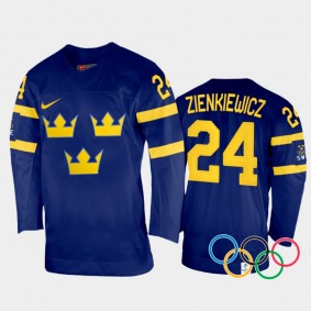 Sweden Women's Hockey Felizia Wikner Zienkiewicz 2022 Winter Olympics Navy #24 Jersey Away
