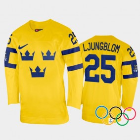 Lina Ljungblom Sweden Women's Hockey Yellow Home Jersey 2022 Winter Olympics