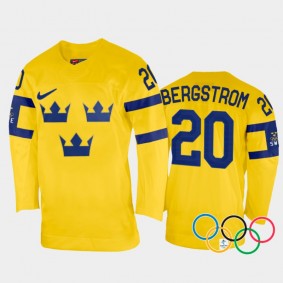 Paula Bergstrom Sweden Women's Hockey Yellow Home Jersey 2022 Winter Olympics