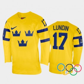 Sofie Lundin Sweden Women's Hockey Yellow Home Jersey 2022 Winter Olympics