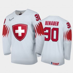 Men Switzerland 2021 IIHF World Junior Championship Andri Henauer #30 Home White Jersey