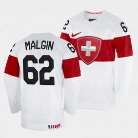 Denis Malgin 2022 IIHF World Championship Switzerland Hockey #62 White Jersey Home