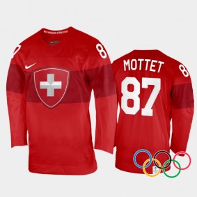 Switzerland Hockey Killian Mottet 2022 Winter Olympics Red #87 Jersey Home