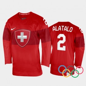 Switzerland Hockey Santeri Alatalo 2022 Winter Olympics Red #2 Jersey Home