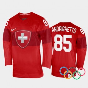 Switzerland Hockey Sven Andrighetto 2022 Winter Olympics Red #85 Jersey Home