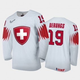Men Switzerland 2021 IIHF World Junior Championship Keanu Derungs #19 Home White Jersey