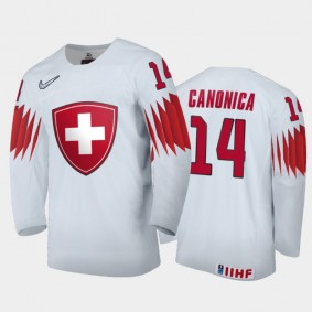 Men Switzerland 2021 IIHF World Junior Championship Lorenzo Canonica #14 Home White Jersey