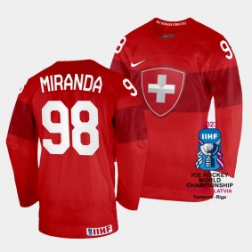 Marco Miranda 2023 IIHF World Championship Switzerland #98 Red Away Jersey Men