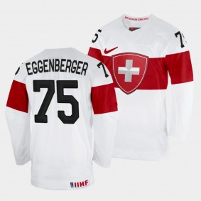 Nando Eggenberger 2022 IIHF World Championship Switzerland Hockey #75 White Jersey Home