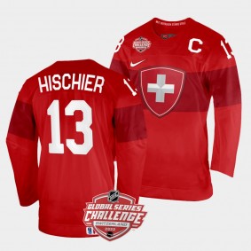Nico Hischier 2022 NHL Global Series Switzerland #13 Red Home Jersey Men