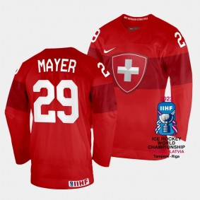Robert Mayer 2023 IIHF World Championship Switzerland #29 Red Away Jersey Men