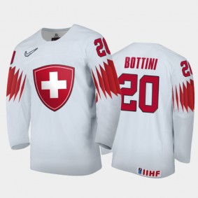 Men Switzerland 2021 IIHF World Junior Championship Stefano Bottini #20 Home White Jersey