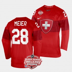 Timo Meier 2022 NHL Global Series Switzerland #28 Red Home Jersey Men