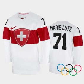 Switzerland Women's Hockey Lena Marie Lutz 2022 Winter Olympics White #71 Jersey Away