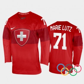 Lena Marie Lutz Switzerland Women's Hockey Red Home Jersey 2022 Winter Olympics