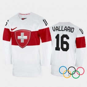 Switzerland Women's Hockey Nicole Vallario 2022 Winter Olympics White #16 Jersey Away