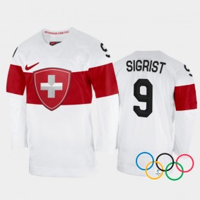 Switzerland Women's Hockey Shannon Sigrist 2022 Winter Olympics White #9 Jersey Away