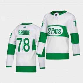 T.J. Brodie #78 Maple Leafs 2021 St. Pats Throwback Authentic Green Jersey