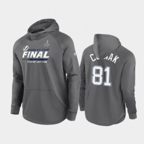 Tampa Bay Lightning Erik Cernak #81 Authentic Pro Locker Room Gray 2021 Stanley Cup Final Sweatshirt