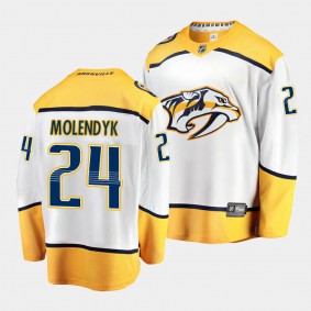 2023 NHL Draft Tanner Molendyk Nashville Predators Jersey White Away Breakaway Player