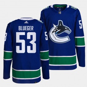 Vancouver Canucks Authentic Pro Teddy Blueger #53 Blue Jersey Home