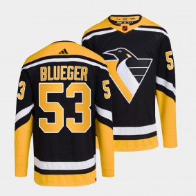 Teddy Blueger Pittsburgh Penguins 2022 Reverse Retro 2.0 Black #53 Authentic Primegreen Jersey Men's