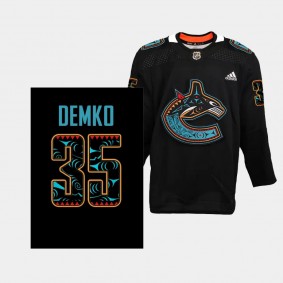 Vancouver Canucks First Nations 2023 Thatcher Demko #35 Black Jersey Special Edition
