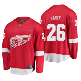 Men's Thomas Vanek #26 Detroit Red Wings Home Red #7 Patch Jersey