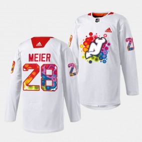2023 Pride Night Timo Meier New Jersey Devils White #28 Special Jersey