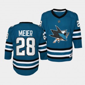 Timo Meier San Jose Sharks Youth Jersey 2022-23 Home Teal Replica Jersey