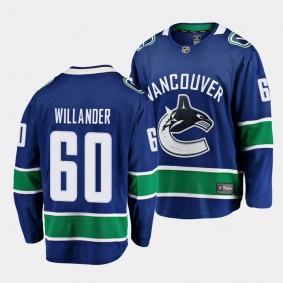 2023 NHL Draft Tom Willander Vancouver Canucks Jersey Blue Home Breakaway Player