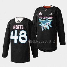 San Jose Sharks 2022 Los Tiburones Tomas Hertl #48 Black Specialty Warm-Up Jersey Men's