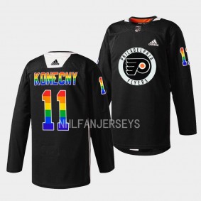 Philadelphia Flyers 2023 Pride Travis Konecny #11 Black Jersey Fueled By Philly
