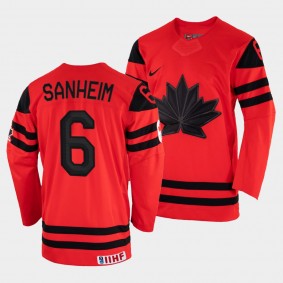 Canada 2022 IIHF World Championship Travis Sanheim #6 Red Jersey Away