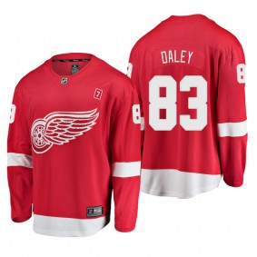 Men's Trevor Daley #83 Detroit Red Wings Home Red #7 Patch Jersey
