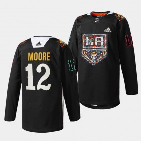 2023 Dia de Muertos Trevor Moore Los Angeles Kings Black #12 Specialty Jersey