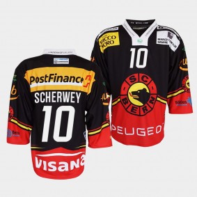 Tristan Scherwey #10 SC Bern Jersey Men's 2022 Ice Hockey Black Club Shirt
