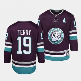 Anaheim Ducks #19 Troy Terry 2023-24 30th Anniversary Replica Player Purple Youth Jersey