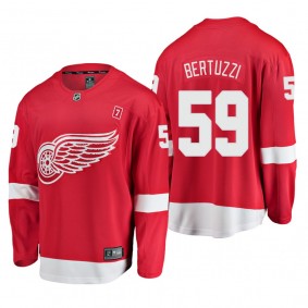 Men's Tyler Bertuzzi #59 Detroit Red Wings Home Red #7 Patch Jersey
